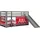 Spielbett Pino 90 x 200 cm Kiefer massiv grau rot