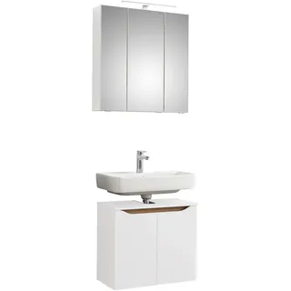 Saphir Badmöbel-Set »Quickset 2-teilig, Waschbeckenunterschrank mit LED-Spiegelschrank« 2 Stk. tlg., weiß