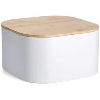 Zeller Present Brotkasten , Weiß , Holz , Bambus , quadratisch , 27x27x15 cm , Küchenzubehör, Vorratsbehälter, Brotkästen