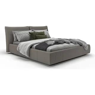 KAWOLA Bett HENRY Polsterbett Leder grau 160x200cm - Grau