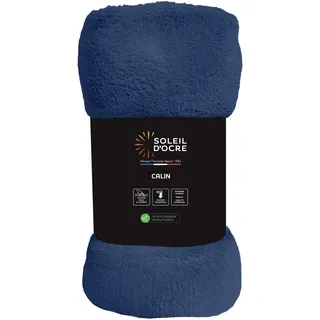 Soleil d'ocre Flanelldecke, 220 x 240 cm, Calin, Marineblau