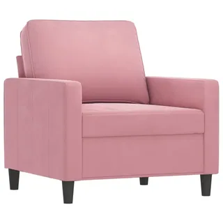 Eleganter Rosa Samt Sessel mit 60 cm Sitzbreite, dick gepolstert und robustem Metallgestell - Rosa