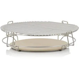 BBQ-Toro Smokersystem für Ø 57 cm Kugelgrill | Ø 54 cm | Edelstahl Grillerhöhung für 3 Ebenen mit Grillrost und Pizzastein | Grillaufsatz, Grillzubehör