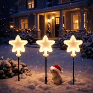 3er Leuchtstern Set LED Weihnachtsbeleuchtung Stern IP44 - Weiß