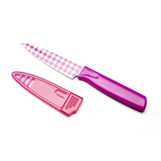 KUHN RIKON 22456 Messer Gemüsemesser Colori Art Gingham Rüstmesser pink 19,5 cm m. Klingenschutz