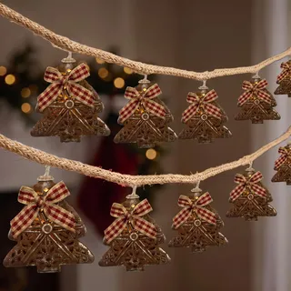 LEDYA Lichterkette Batterie Innen, 2 Stück 2M 10 LED Weihnachtsbaum | Hanfseil-lichterketten, timer 6 Std. EIN / 18 Std. AUS, vintage‐stil metall rostfarben design, für Party, Innen, Weihnachten