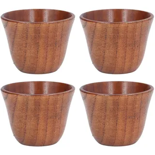 VIFERR Holzbecher, 4 Stück Holz Tasse Trinkbecher Hölzerner Tee Set Wasserbecher für Kaffee Bier Tee Saft Milch, 75ml