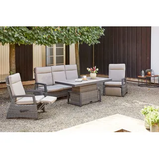 Siena Garden Gartenlounge-Set »Corido«, (Set, 9 tlg.), bestehend aus 2 Sesseln, 1 Sofa, 1 Tisch und 5 Auflagen, grau