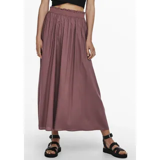 Maxirock ONLY "ONLVENEDIG – Maxilänge mit elastischem Bund für luftigen Komfort", Damen, Gr. XL, bunt (rose braun), Web, Obermaterial: 100% Viskose, unifarben, regular fit wadenlang, Röcke Maxirock, Viskose, Topseller
