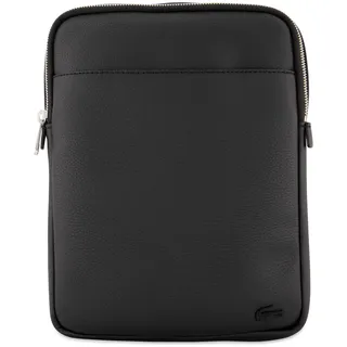 Lacoste Herren Umhängetasche M Flat Crossover Bag,Lederimitat (100% PVC), Handtasche Schultertasche,SCHWARZ (000),Einheitsgröße (One Size)