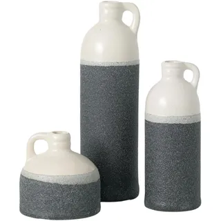 Sullivans Modern Farmhouse CM2945 Keramikkännchen, zweifarbig, Schwarz und Weiß, 3 Stück, 10,2 cm, 19,1 cm und 25,4 cm hoch, Kunstblumenkrüge, Used-Look