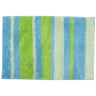 iDesign 18981EU Mikrofaser Stripz Teppich, 60 x 90 cm, blau / grün