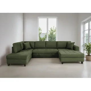 OTTO home Wohnlandschaft Polyester U-Form 3-Sitzer Grün