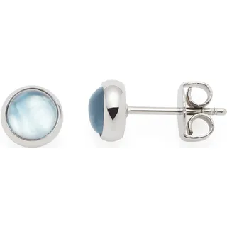 LEONARDO Paar Ohrstecker Bea grey blue", blau (edelstahlfarben, blau, perlmuttfarben, blau), Ohrringe, Damen, 14mm, Edelstahl, mit Glasstein - mit Perlmutt