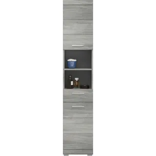 INOSIGN Hochschrank »Siena, Breite 37cm, 2 Tür, 1 Schubkasten, 2 offene Fächer, MDF-Front«, (1 St.), in verschiedenen Farben erhältlich, Badmöbel, Badschrank, Schrank, Bad, silberfarben