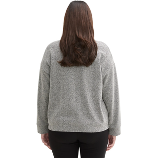Sweatjacke TOM TAILOR PLUS, Damen, Gr. 48, grau (grau heringbone boucle), Sweatware, Obermaterial: 60% Polyester, 40% Baumwolle, Fischgratmuster, regular fit taillenbedeckt, ohne Ausschnitt, Bündchen, Sweatjacken Sweatjacke, mit Fischgrätenmuster