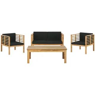 Beliani 4-Sitzer Lounge SET Akazienholz Hellbraun Pacific , Holz , Gartenmöbel, Gartengarnituren, Gartenmöbel-Sets
