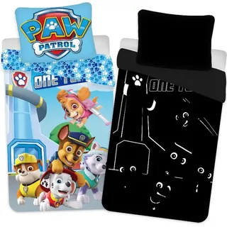 BRANDMAC Bettwäsche – Erwachsenengröße 140 x 200 cm – leuchtet im Dunkeln – Paw Patrol (1029035) - Blau