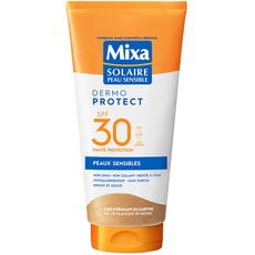 Mixa Sonnenmilch für empfindliche Haut – Sonnenmilch mit hohem Schutz LSF30 UVA, UVA, UVB – Kinder Erwachsene – wasserfest – hypoallergen, ohne Duft – 175 ml