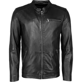Bikerjacke JCC "Lederjacke MM21-1-02", Herren, Gr. M, schwarz, Obermaterial: 100% Lammleder LEL. Futter: 100% Polyester PES., Jacken Bikerjacke