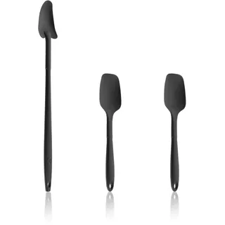 Kochblume Geizhals Set, Restelöffel, Flexlöffel S | Premium Premium-Silikon & BPA freimit Edelstahlkern | In der bunten Box (anthrazit, 3er Set)