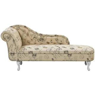 Beliani Chaiselongue linksseitig beige Druckstoff Nimes