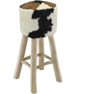 vidaXL Barhocker Ziegenleder und Teak Massivholz - Braun