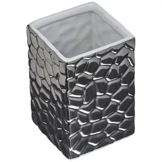 Gedy New Martina Zahnputzbecher, Keramik, Silber, 7.5 x 7.5 x 11