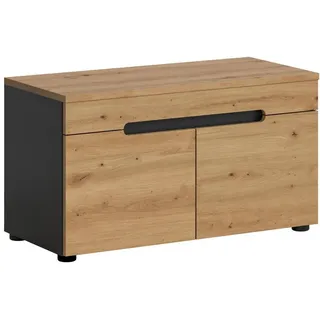 Sitzbank Canu Garderobe in Basalt grau Nachbildung und Artisan Nachbildung B/H/T: 80x45x37 cm , Grau , Holzwerkstoff , Recyclingholz , 80x45x37 cm , Wohnzimmer, Sessel, Hocker & Hockerbänke, Sitzwürfel