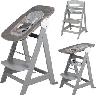 roba Treppenhochstuhl, Set 2in1, 'Miffy', Babyhochstuhl mit Liegefunktion, ab Geburt, taupe