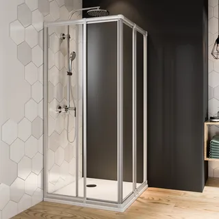 Breuer Fara 4 Eckeinstieg 80-90 x 80-90 x 185 cm weiß/Klarglas hell