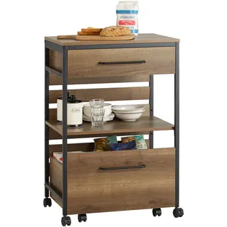 SoBuy Servierwagen Vintage , Holzwerkstoff, Metall , 60x90x45 cm , Esszimmer, Servierwagen