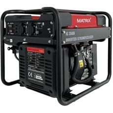 Matrix Notstromaggregat Benzin 3500 Watt Inverter Stromerzeuger Benzin Generator Stromaggregat tragbar Stromgenerator IG 3500i | 4 Takt | 2x230V