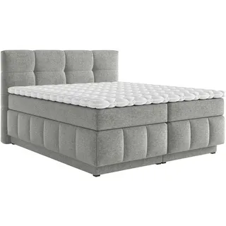 Carryhome Boxspringbett , Grau , Textil , H3 + H4 , 7-Zonen , 140x200 cm , Topper durchgehend, Wendematratze mit unterschiedlichen Härtegraden, in verschiedenen Größen erhältlich, Matratze in verschiedenen Härtegraden erhältlich , Schlafzimmer, Betten, Boxspringbetten