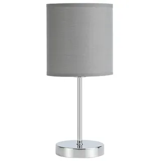 Zarivy Tischlampe Chrom 1 x e14 mit grauem Schirm, Maße 37 x 16 x 16 cm, ideal für die Beleuchtung moderner und dekorativer Räume.