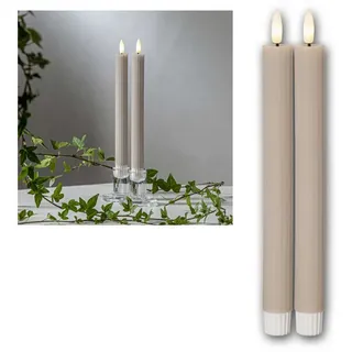 star trading deutschland gmbh LED Stabkerze Flamme Stripe 25 cm 2 St. beige/braun