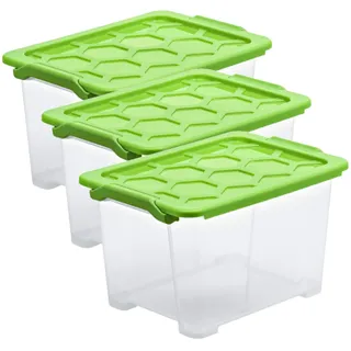 Rotho Aufbewahrungsbox Evo Safe Keeping 39,3 x 28,3 x 23 cm 3-tlg. transparent/grün