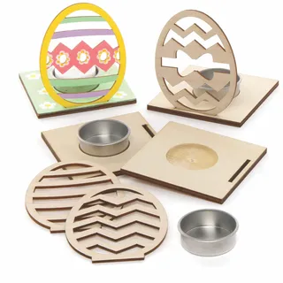 Baker Ross AX806 Ostereier Teelichthalter aus Holz, Osterbasteln für Kinder, 4 Stück