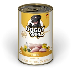 DOGGY Dog Paté Huhn Sensitive, 6 x 400 g, Nassfutter für Hunde, getreidefreies Hundefutter mit Lachsöl und Grünlippmuschel, besonders gut verträgliches Alleinfuttermittel, Made in Germany
