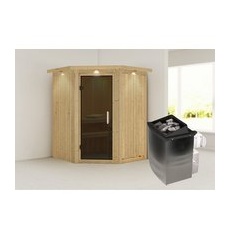 KARIBU Sauna »Tartu«, inkl. 9 kW Saunaofen mit integrierter Steuerung, für 3 Personen - beige