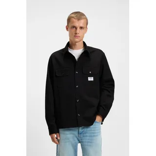 Langarmhemd HUGO BLUE "Ekynone", Herren, Gr. XXL, N-Gr, schwarz001, Web, Obermaterial: 100% Baumwolle, relaxed fit, hoch geschlossener Ausschnitt, eingesetzt 1-Knopf-Manschette, Hemden Langarmhemd, mit Brusttaschen