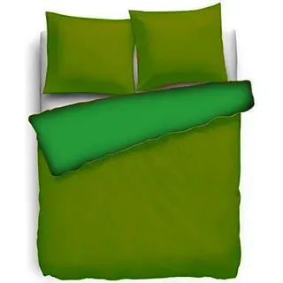 Baumwolle Wende Bettwäsche Perkal 155x220 cm + 80x80 cm Grün - Grün