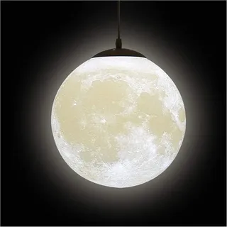 KRUIHAN 3D Mond Pendelleuchten Decken,Universum Planet Mond Deckenleuchte,Mondlampe Decke,Deckenlampe Mond,Hängelampe für Wohnzimmer Kinderzimmer Nachttisch Bar Restaurant,Nachtlamp Schlafzimmer,25cm