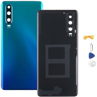 YHX-OU Akku-Abdeckung für Huawei P30 Rückseite, Ersatz-Akkudeckel + für Huawei P30, Glaslinse für Rückseite + Installationswerkzeug (Aurora-Blau)