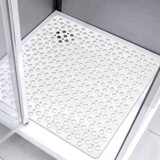 ZOKBOM Duschmatte rutschfest 70x70 cm, TPE Antirutschmatte Dusche mit Saugnäpfen, Badematte mit Ablauflöchern, Komfort Sicherheits Duscheinlage rutschfest (Weiß-TPE, 70 x 70 cm)