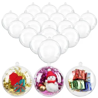 Acrylkugeln 8cm Weihnachtskugeln Transparent für Dekorationen Bemahlung Party Hochzeit 20 Stück Christbaumkugeln zum befüllen