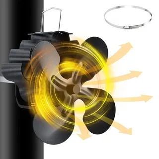 Kaminventilator Stromloser Lüfter 4 Blättern Holzofen Ventilator Wärmebetriebener Ofenventilator kaminventilator