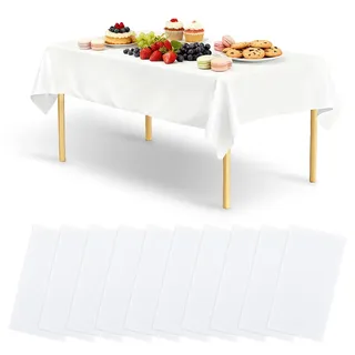 YOUNGSAY 10 STK Einweg Tischdecke Weiß, 137 x 183cm Wasserdicht PEVA Tischdecke Einweg, Antifouling Einweg Tischdecke für Hochzeiten, Partys, Grillfeste, Picknicks und Familienessen