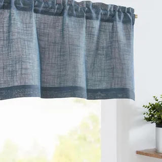 TOPICK Sheer Scheibengardine Blau Voile Bistrogardine 2er Set Transparent Gardine Gaze Schals Fensterschal Kurzstore Klein Fenster für Küche Wohnzimmer Landhaus 2 Stück 130B x 40H(cm)