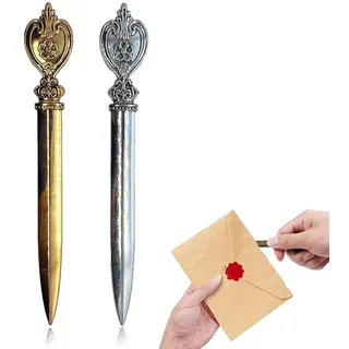 CJQRL 2 Stück Brieföffner, Brieföffner Edel, Brieföffner schwert, Brieföffner personalisiert, Vintage, Geschenk Geschenk für Familie, Freunde und Kollegen, Gold und Silber(1)